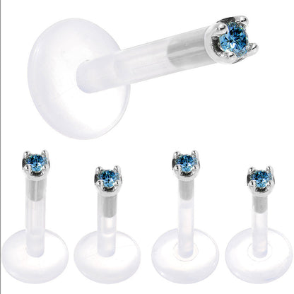 Solid 14K White Gold 1.5mm Genuine Blue Diamond Bioplast Push in Monroe