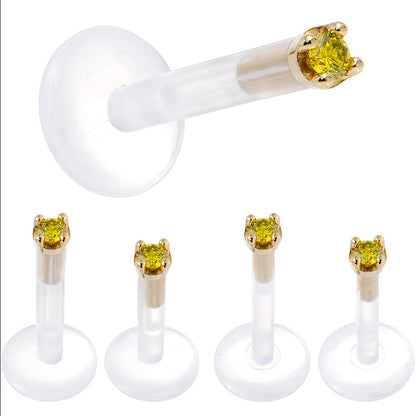 Solid 14K Yellow Gold 1.5mm Genuine Yellow Diamond Bioplast Push in Monroe