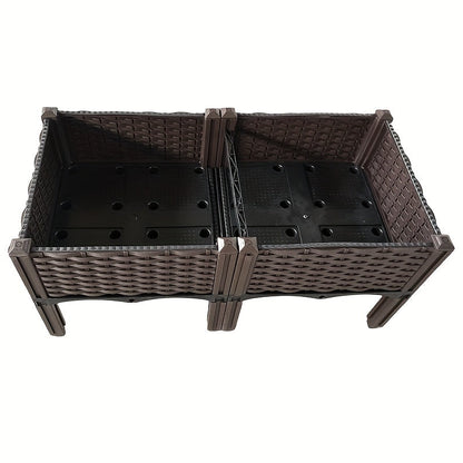 Raised Garden Bed Planter Box w/ Drainage Outdoor Balcony Vegetable Flower