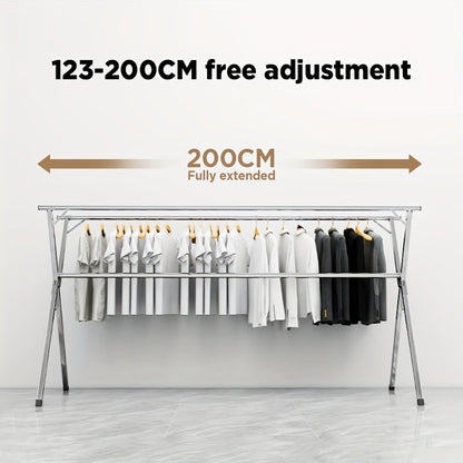 Extendable 48.4"-78.7" Folding Laundry Rack Indoor Outdoor Clothes Dryer