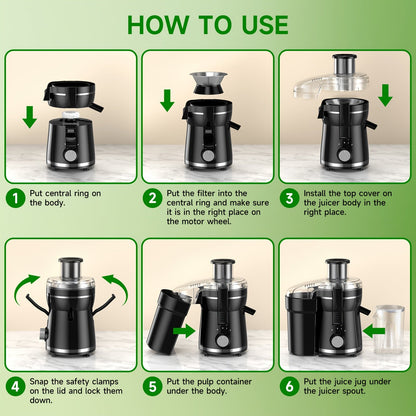 500W Centrifugal Juicer Machine 3 Speed Wide Mouth Fruit Vegetable Extractor