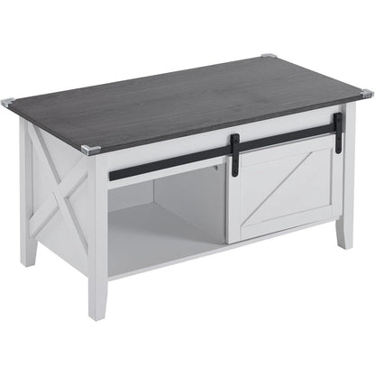 Lift Top Coffee Table 36" Farmhouse Rustic Wood Hidden Storage & Sliding Barn