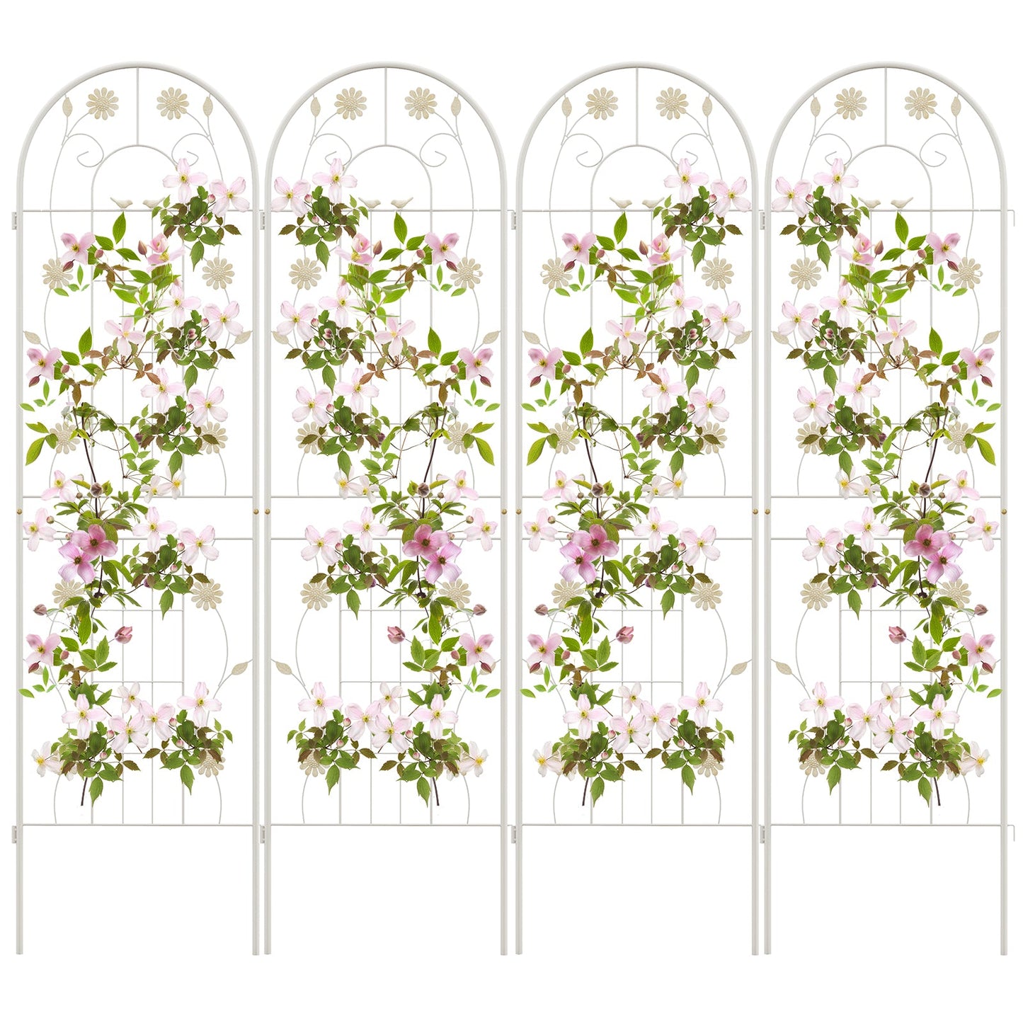 4 Pack 71 x 20 Inches Metal Garden Trellis for Climbing Plants-White