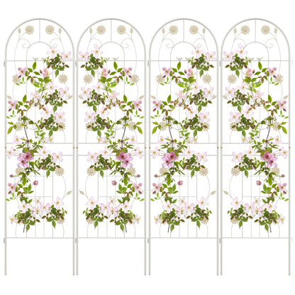 4 Pack 71 x 20 Inches Metal Garden Trellis for Climbing Plants-White