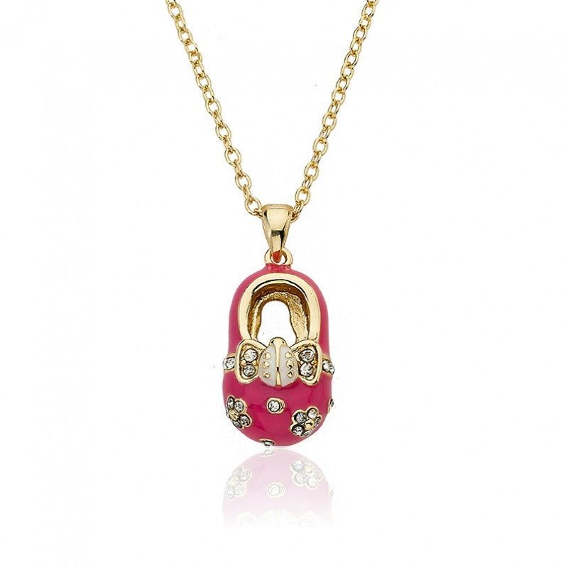 Enamel Baby Shoe Necklace