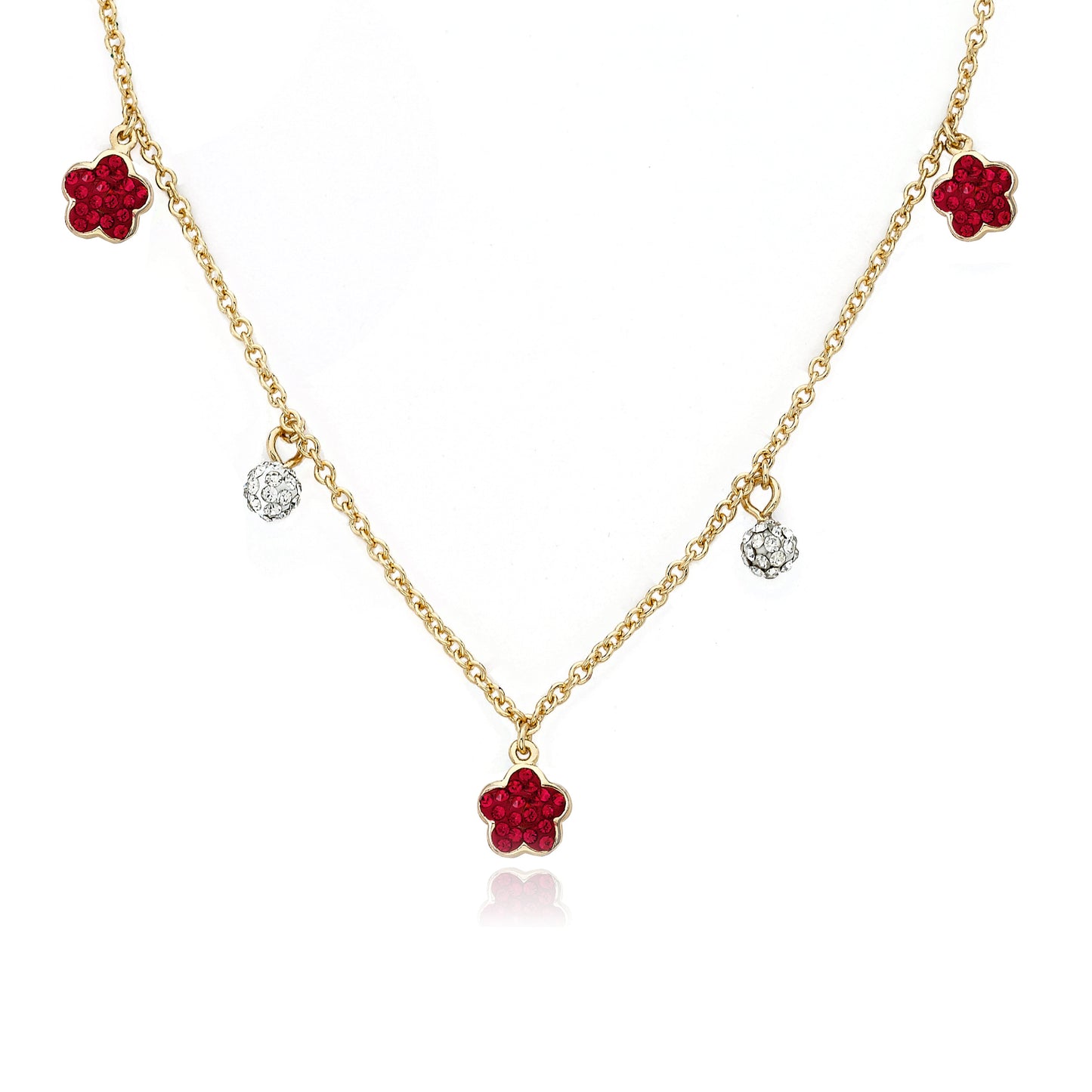 Crystal Flowers Dangle Necklace