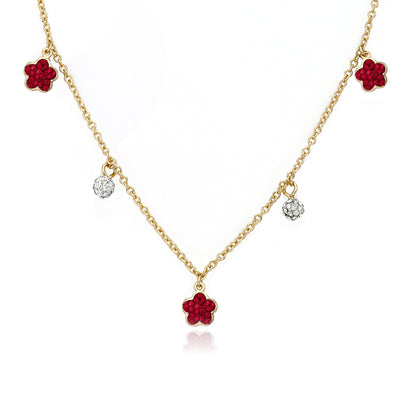 Crystal Flowers Dangle Necklace