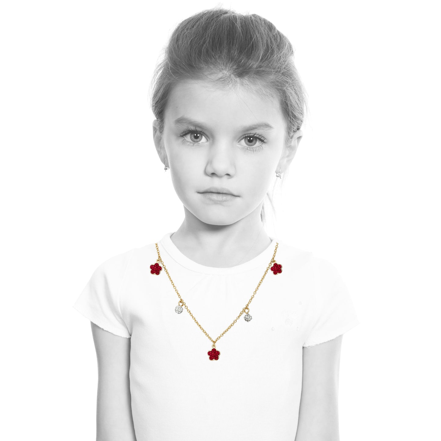 Crystal Flowers Dangle Necklace
