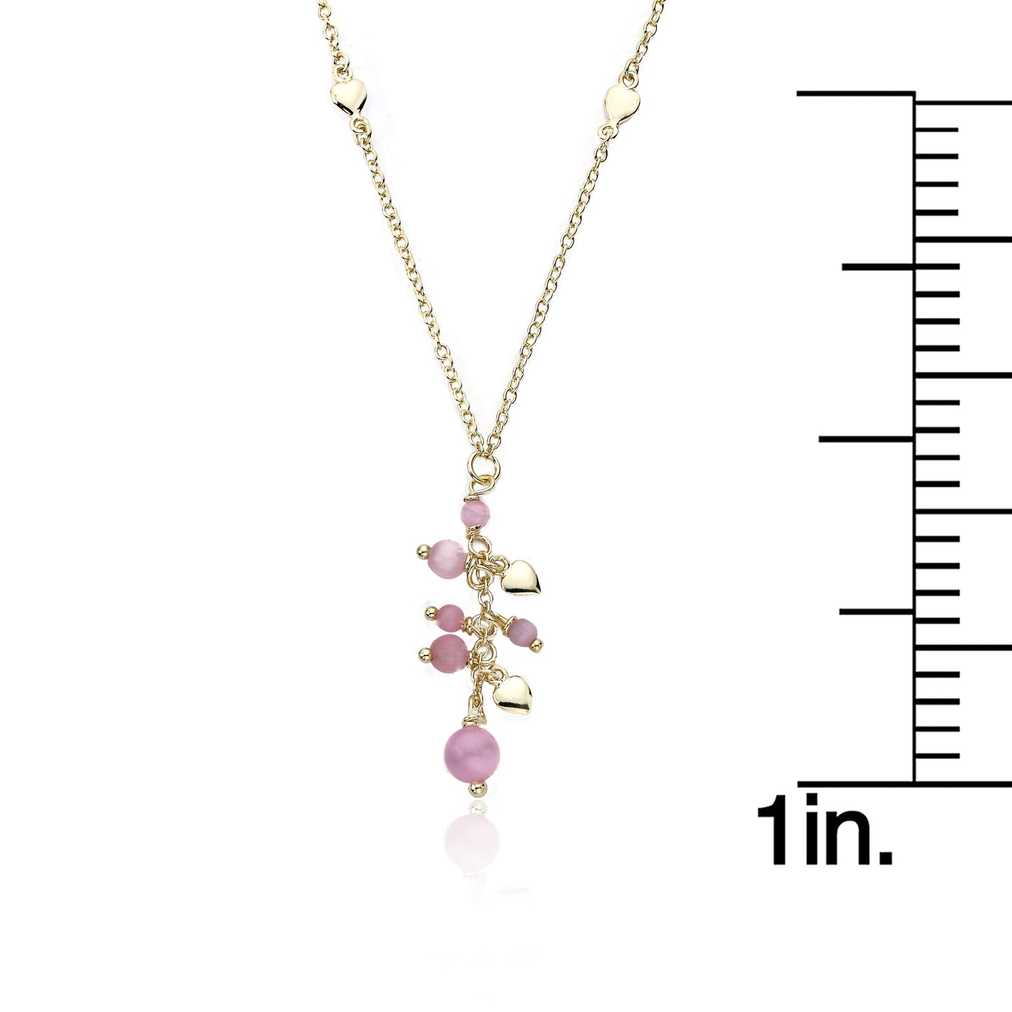Cat Eye Heart Cluster Necklace