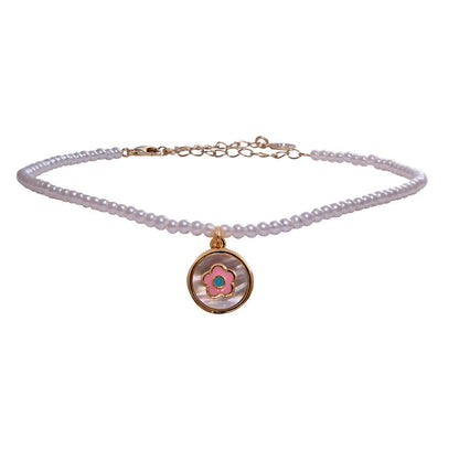 Flower In Mother Of Pearl Choker