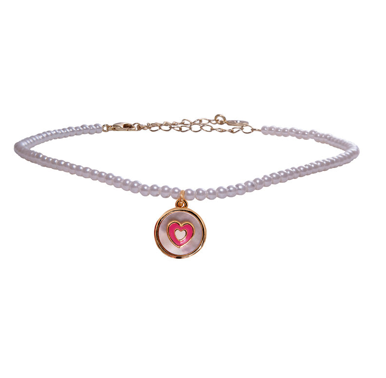 Heart In Mother Of Pearl Choker