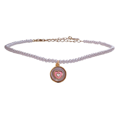 Heart In Mother Of Pearl Choker
