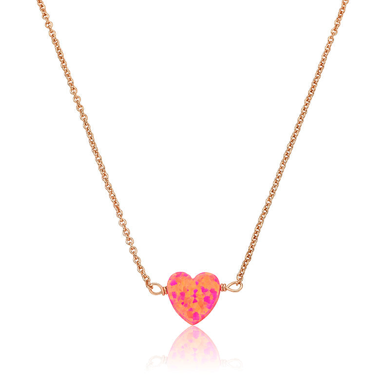 Glitter Girl Opal Heart Necklace