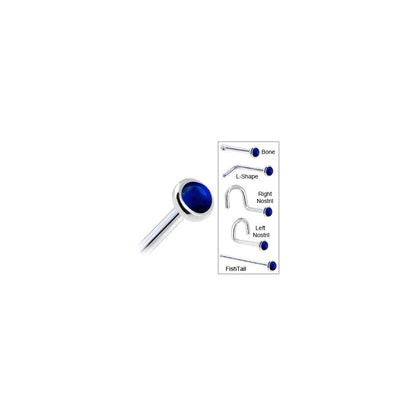Solid 14K White Gold 2mm Genuine Sapphire Nose Ring
