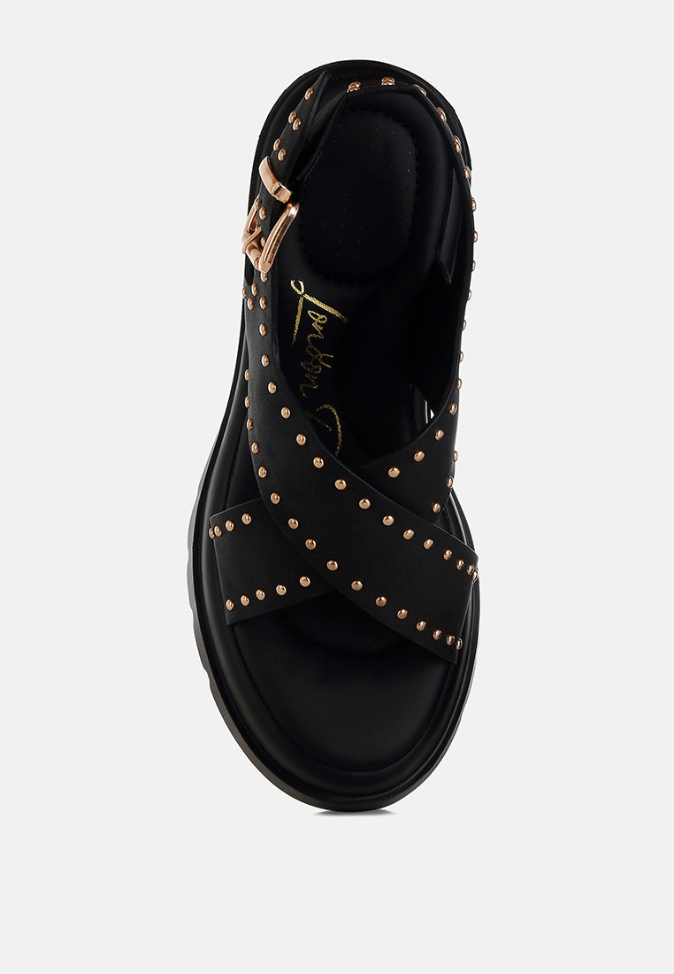 Nambo Stud Embellished Block Heel Sandals