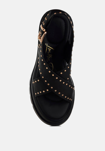 Nambo Stud Embellished Block Heel Sandals