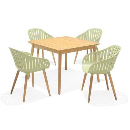 Nassau 5 Piece Square Dining Set – Sage Green Social Plastic®