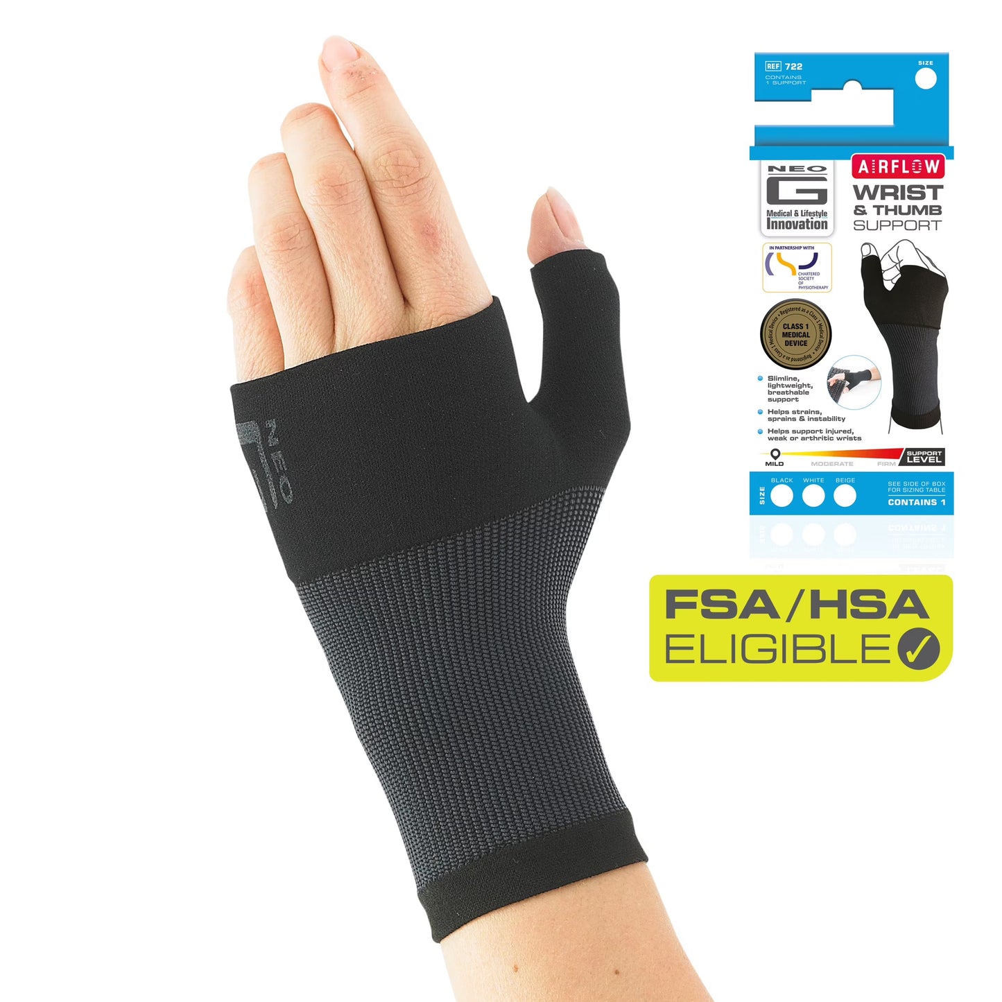 Neo G Airflow Wrist and Thumb Support, Medium (Unisex)