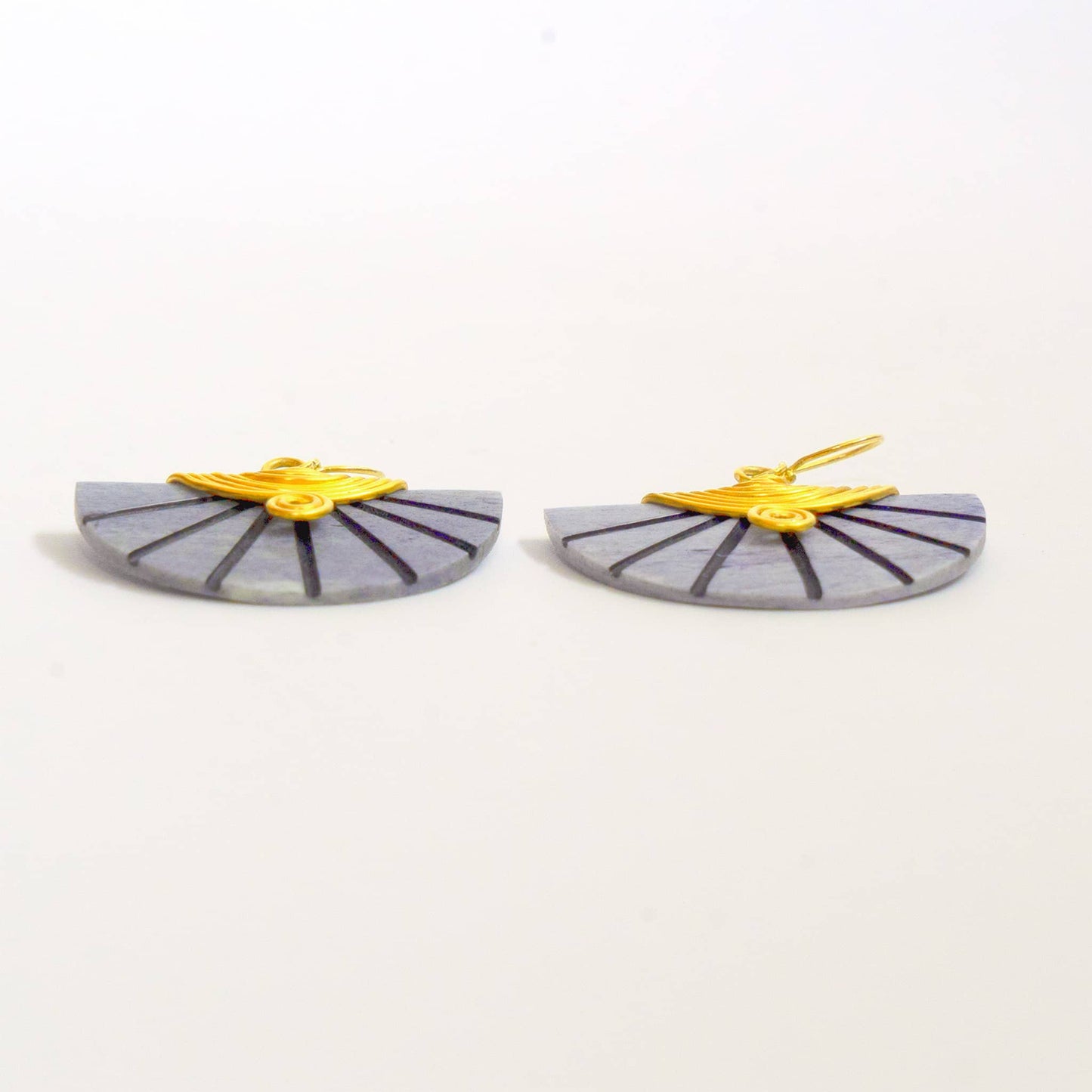 Carved Soapstone Half-Moon Earrings | Nusu