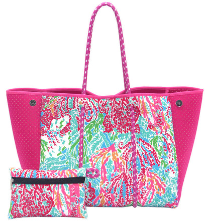 Neoprene Perforated Beach Bucket Bag – Two-in-One Mother-Child Tote, Large Swimming Sand-Proof Purse