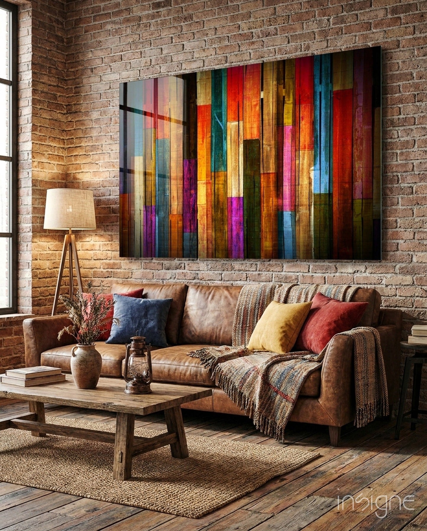 Painted Wood Glass Wall Art