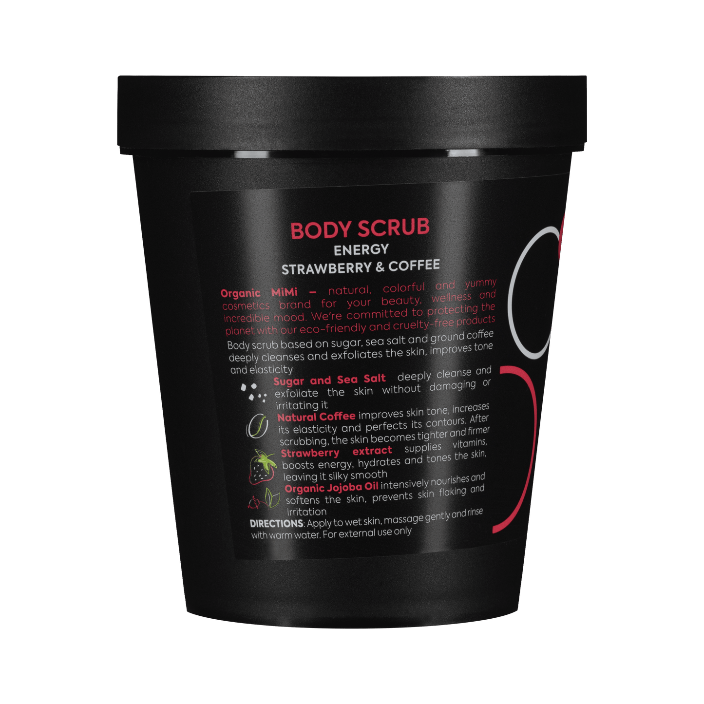 Organic Mimi, Body Scrub Energy Strawberry & Coffee, 250 g