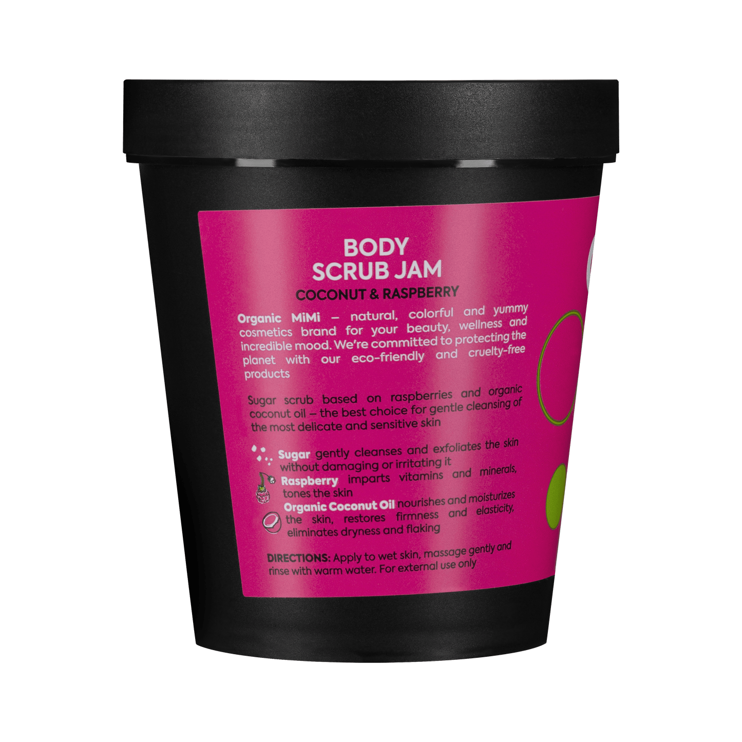 Organic Mimi, Body Scrub Jam Coconut & Raspberry, 250 g