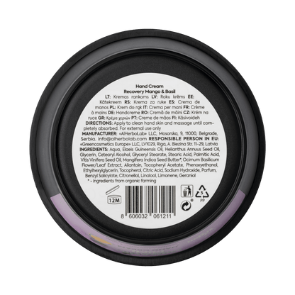 Organic Mimi, Hand Cream Recovery Mango & Basil, 50 ml