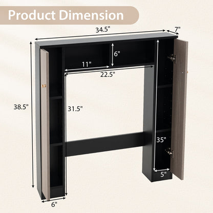 Over The Toilet Storage Cabinet with 2 Open Compartments and 4 Adjustable Shelves
