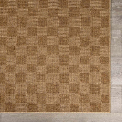 Kuval Checkered Brown Outdoor Rug