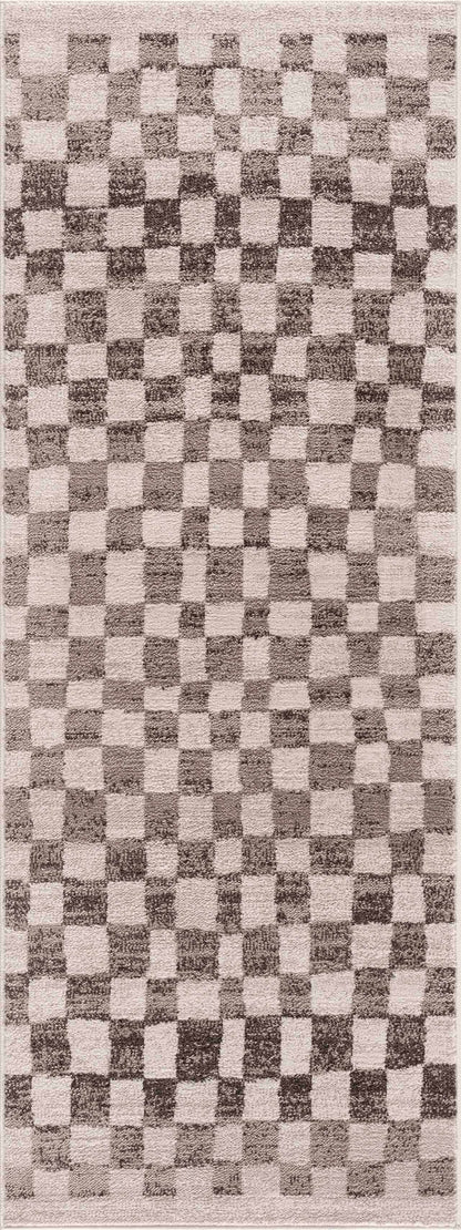 Benjy Beige Checkered Area Rug