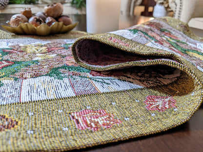 DaDa Bedding Rustic Floral Bouquet Lights Holiday Tapestry Dining Table Runner (6068)