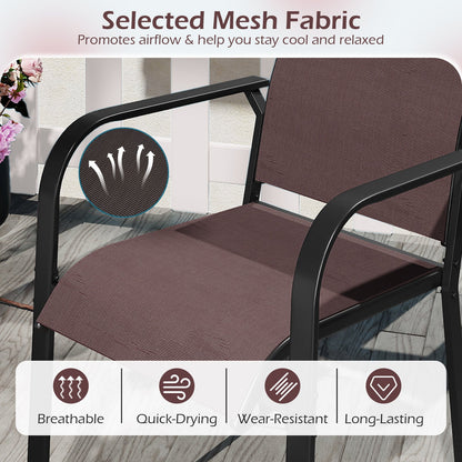 Patio Dining Chairs Set of 2/4/6 Stackable Outdoor Armchairs