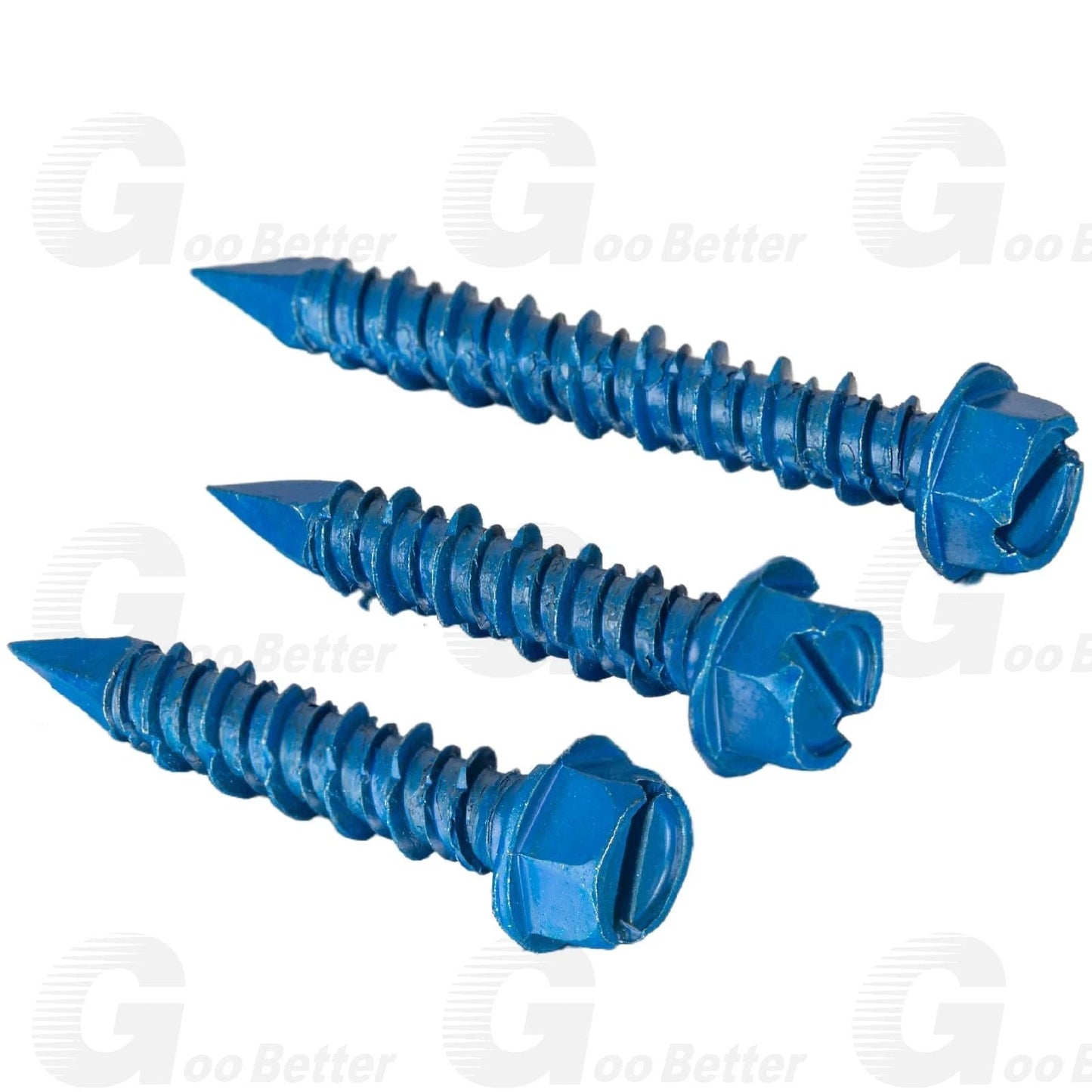 200pcs Concrete Screws Masonry Brick Tapscrews Hex Multi Drive Head Blue Tapcon