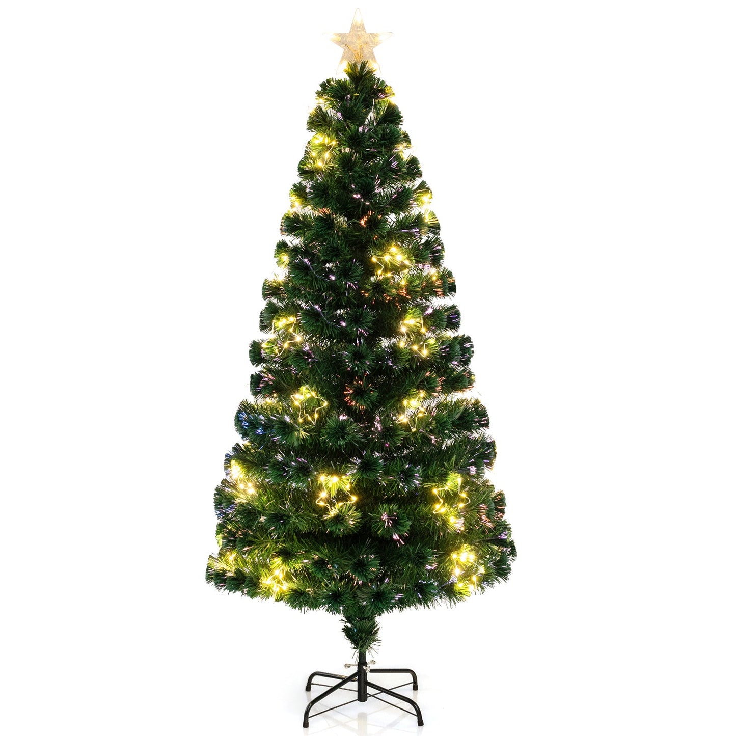 Pre-Lit Artificial Xmas Tree with Top Star and Branch Tips