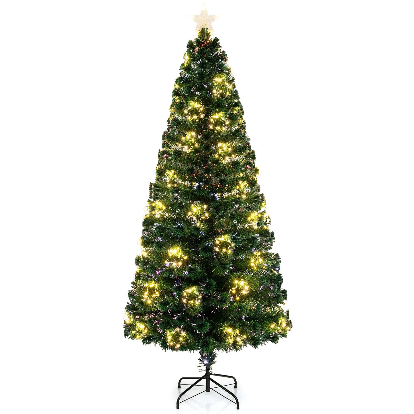 Pre-Lit Artificial Xmas Tree with Top Star and Branch Tips