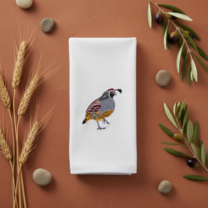 100% Cotton Tea Towels with Bird Embroidery - Kitchen Towels