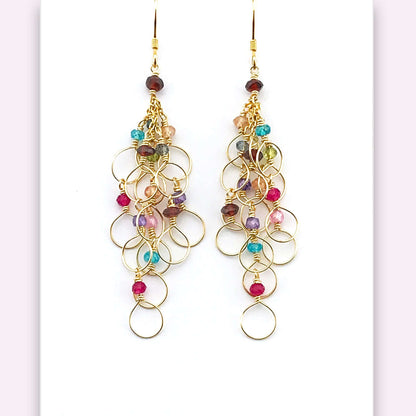 Rainbow Chain Loop Earrings