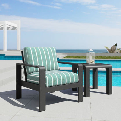 Rolig Green Olefin Fabric Outdoor Armchair