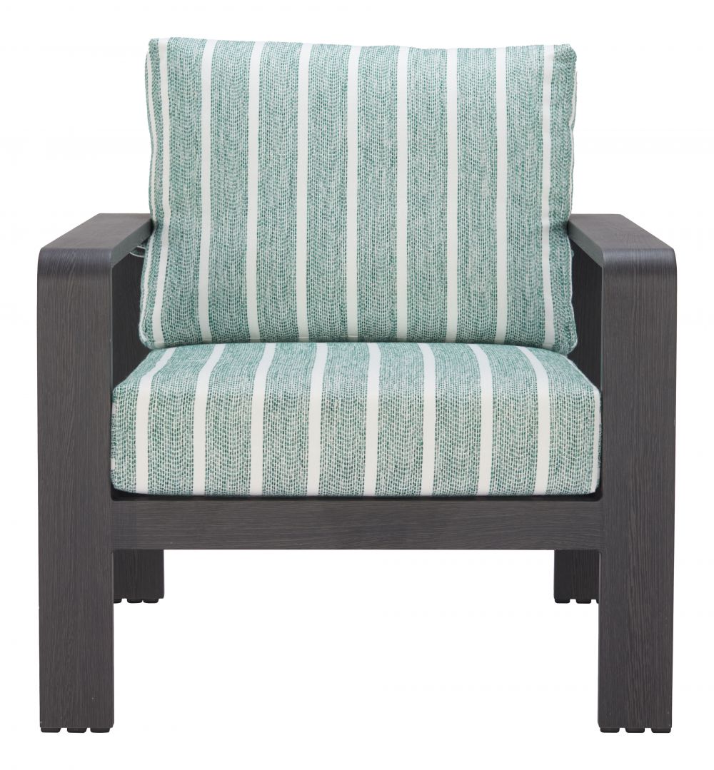 Rolig Green Olefin Fabric Outdoor Armchair
