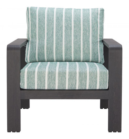Rolig Green Olefin Fabric Outdoor Armchair