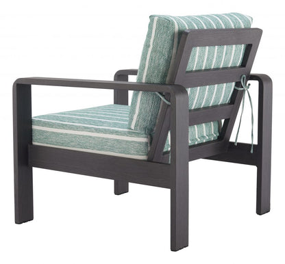 Rolig Green Olefin Fabric Outdoor Armchair