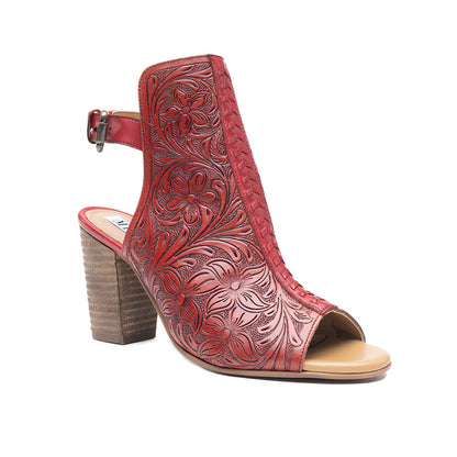 Myra Callandra Handtooled Cowgirl Boots for Women - Mid-Top Ankle Strap Western Boots for Bold Rodeo Adventures
