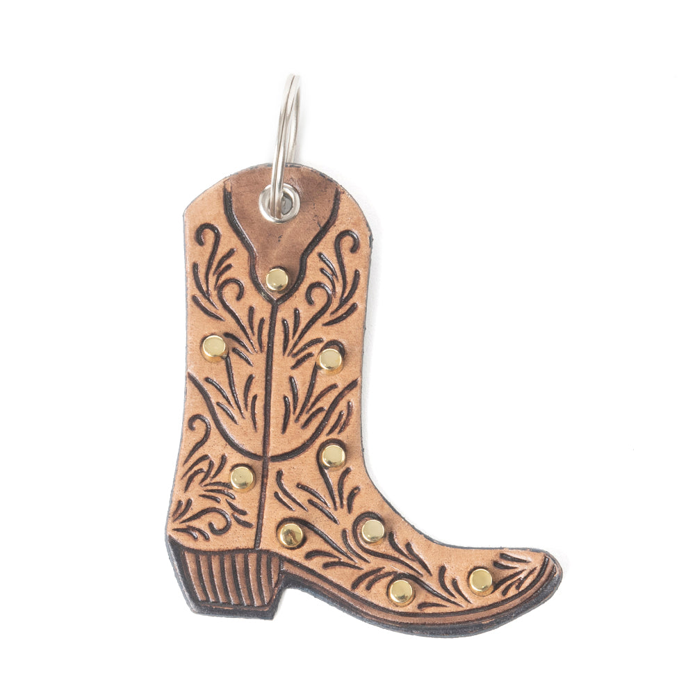 Saddleblossom Leather Key Fob in Spiced Tan