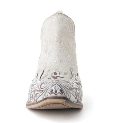 Myra Starlit Range Handtooled Leather Booties in Frosted Mist