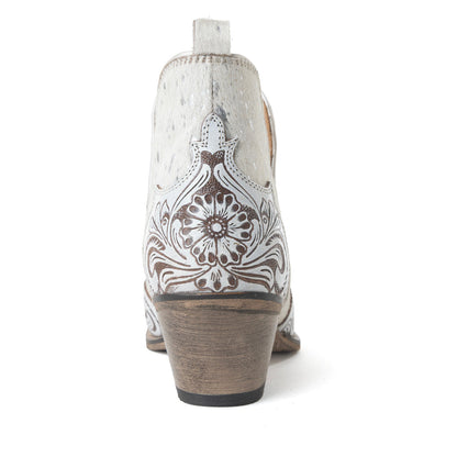 Myra Starlit Range Handtooled Leather Booties in Frosted Mist