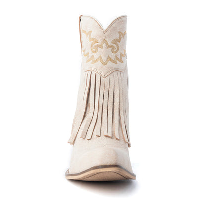 Desert Angel Fringe Booties in White