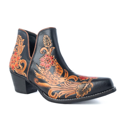 Midnight Desert Rose Booties in Black