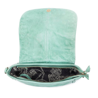 Western Scout Leather Crossbody Bag in Turquoise