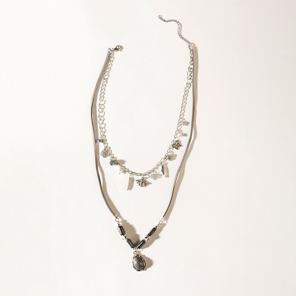 Wandererâ€™s Wish Necklace in Coal Silver